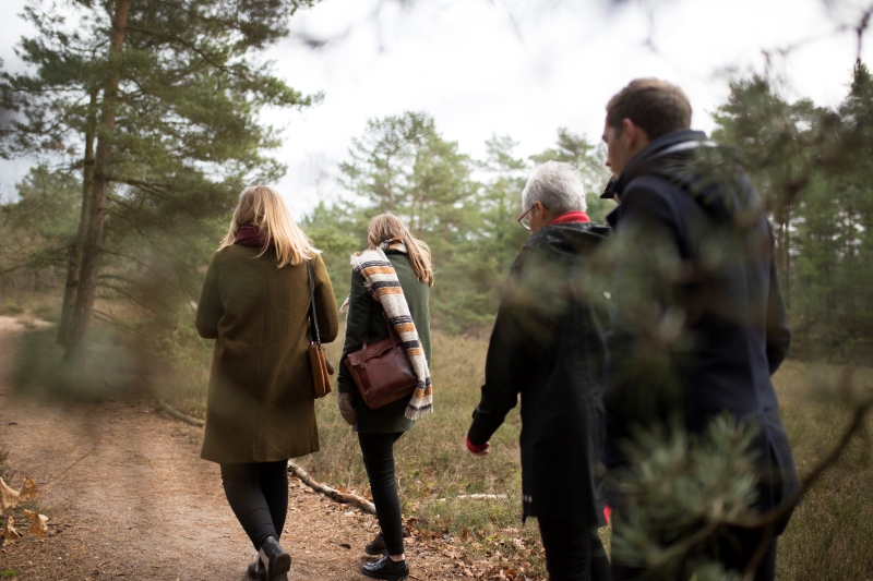 Une famille se balade en forêt en Belgique et aborde des questions de succession.